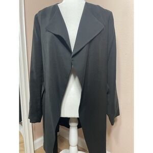H&M Black Drape Front Blazer Jacket Open Front Belted Minimalist Size S